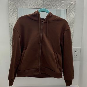 Brown Zip-Up Sweater —SHEIN